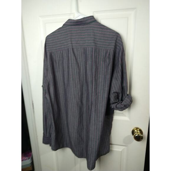 Axist Men's XL Shirt Purple Grey Striped Collared Roll Tab Sleeve - Picture 9 of 9